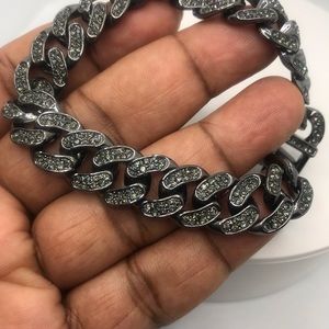 Men Miami Cuban Link Black Iced Out amen’s Bracelet